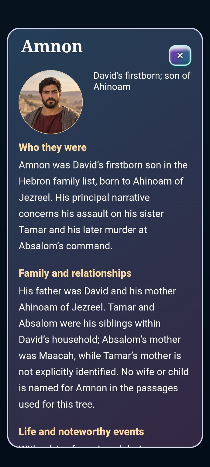 Open a person’s profile in Interactive Bible Journeys