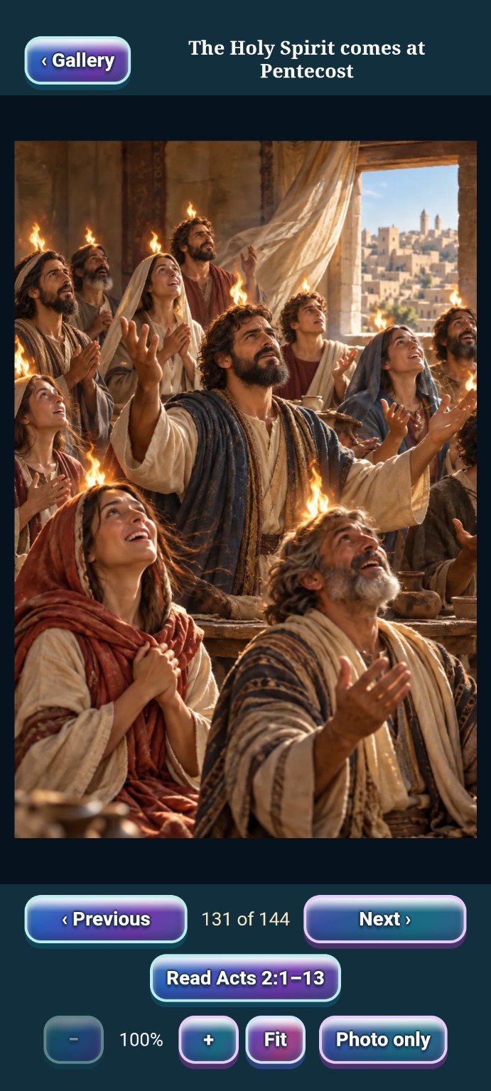 The Holy Spirit comes at Pentecost in Interactive Bible Journeys